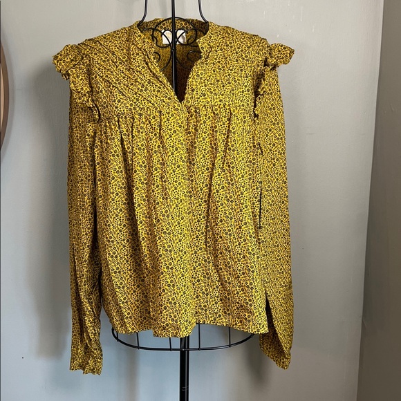 Nation LTD Tilly A Line Ruffle Top In Citrine Floral Size L - Picture 2 of 8